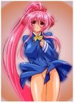  bottomless bow koutetsu_tenshi_kurumi kurumi_(koutetsu_tenshi_kurumi) long_hair pink_hair ribbon skirt skirt_lift 