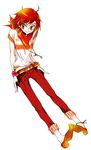  alternate_costume anklet bandana belt casual hair_ornament hairclip hands_in_pockets hino_akane_(smile_precure!) jewelry key necklace orange_eyes orange_hair pants pants_rolled_up pigeon-toed precure shirt short_hair short_sleeves simple_background smile_precure! solo t-shirt tima wristband 
