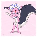 ambiguous_gender anthro digital_media_(artwork) feathers fluffy full-length_portrait fur hi_res jewelry kerolink long_tail male mammal paws pink_body pink_fur portrait purple_eyes rodent sciurid solo sparkles squirrelraw tail tree_squirrel