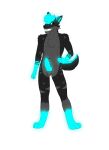 absurd_res alpha_channel anthro canid canine canis earthwormgd genitals glowing glowing_genitalia green_eyes grey_body hand_on_hip hi_res knot levi_(earthwormgd) male mammal penis simple_background smile solo transparent_background wolf