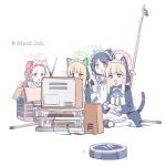  &lt;key&gt;_(robot)_(blue_archive) 4girls absurdly_long_hair animal_ear_headphones animal_ears apron aris_(blue_archive) aris_(maid)_(blue_archive) black_dress black_footwear black_hair blonde_hair blue_archive blue_eyes blue_halo cat_tail controller dress fake_animal_ears game_controller game_development_department_(blue_archive) green_eyes green_halo halo headphones holding holding_controller holding_game_controller long_hair long_sleeves maid maid_apron maid_headdress midori_(blue_archive) midori_(maid)_(blue_archive) momoi_(blue_archive) momoi_(maid)_(blue_archive) multiple_girls pantyhose pink_halo playing_games purple_eyes red_eyes red_hair shoes short_hair siblings simple_background sisters tail television tokomichi twins very_long_hair white_apron white_background white_pantyhose yellow_halo yuzu_(blue_archive) yuzu_(maid)_(blue_archive) 