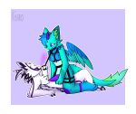 angel_dragon anthro avali big_tail blue_body blue_fur blue_hair breasts cheek_tuft collar dragon duo facial_tuft feathered_wings feathers fluffy fur furred_dragon furred_scalie gynomorph hair harness harness_only harness_ring hi_res horn inner_ear_fluff intersex intersex/male knot_sitting kyaro leash leash_pull lenuto looking_at_another lying lying_on_ground male mythological_creature mythological_scalie mythology on_back on_lap penetration penile penile_penetration penis_on_belly purple_eyes scalie seductive sitting sitting_on_another sitting_on_lap smile tail tail_tuft tuft wings x-ray_vision