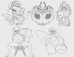 5_fingers antennae_(anatomy) anthro areola arthropod belly big_breasts black_text blush blush_lines breasts butt chair claws clothing covering covering_breasts covering_crotch covering_self digital_media_(artwork) eelektrik english_text eyebrows eyelashes feet female finger_claws fingers flapping_wings furniture generation_2_pokemon generation_4_pokemon generation_5_pokemon genitals group hair hand_behind_head hand_on_butt hi_res holding_breast huge_breasts hyper hyper_breasts latiar ledian leggings legwear lips looking_at_viewer luxray navel nintendo nipples on_one_leg open_mouth pokemon pokemon_(species) presenting pseudo_hair pupils pussy raised_eyebrow simple_background sitting sketch sketch_page sparkles spread_legs spreading standing sudowoodo tail teeth text thick_lips thick_thighs toes togekiss tongue tongue_out towel towel_drop white_background white_sclera wide_hips wings womb_tattoo