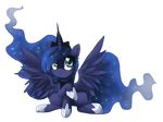  alpha_channel blue_hair blush chibi clasherz cresento crown equine female feral friendship_is_magic hair horn horse long_hair mammal my_little_pony plain_background pony princess_luna_(mlp) solo transparent_background winged_unicorn wings 