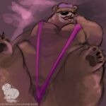  1:1 2024 abstract_background anthro anthrofied artist_logo bear bedroom_eyes belly beret big_breasts big_nose bikini biped black_claws black_lips black_nose black_pawpads breasts brown_body brown_breasts brown_ears brown_fur claws clothed clothed_anthro clothed_female clothing countershade_face countershade_fur countershading dark_claws dark_lips dark_nose dark_pawpads digital_drawing_(artwork) digital_media_(artwork) dreamworks eyes_closed female finger_claws fur hat headgear headwear high-angle_view legs_up light_beret light_bikini light_body light_breasts light_clothing light_ears light_fur light_hat light_headwear light_swimwear light_tongue lips logo looking_at_viewer lying mama_bear mama_bear_(puss_in_boots) mammal mature_anthro mature_female monotone_bikini monotone_body monotone_breasts monotone_clothing monotone_fur monotone_swimwear narrowed_eyes on_back one-piece_swimsuit one_eye_closed open_mouth open_smile overweight overweight_anthro overweight_female pawpads paws pink_beret pink_bikini pink_clothing pink_hat pink_headwear pink_swimwear pink_tongue puss_in_boots_(dreamworks) round_ears seductive shamelesss skimpy sling_bikini smile smiling_at_viewer snout solo swimwear text thick_thighs toe_claws tongue tongue_out url white_body white_countershading white_fur wink winking_at_viewer yellow_sclera 