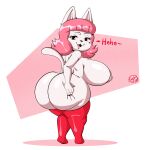 1:1 2024 absurd_res anthro big_breasts big_butt breasts butt carlos_jurado_cartoons clothing domestic effie_(vampiricpig) felid feline female fur hi_res huge_butt legwear looking_at_viewer looking_back mammal markings mole_(marking) short_stack solo thick_thighs thigh_highs white_body white_fur wide_hips