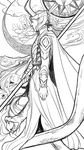  angela0777 cape greyscale helmet horns loki_(marvel) male_focus marvel monochrome snake solo staff 