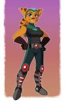  angela_cross blue_eyes boots clothing female footwear gloves lombax looking_at_viewer omegasunburst ratchet_and_clank smile solo video_games 