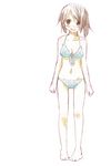  bikini blush_stickers brown_hair green_eyes hamioura highres hirasawa_yui k-on! short_hair swimsuit traditional_media 