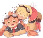  blonde_hair blush canine class_of_heroes duo dwarf_(coh) ear_biting ear_nibble eyewear female fox goggles hair long_hair mammal mcdonnell-douglas orange_hair 