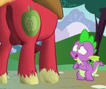  animal_genitalia anus big_macintosh_(mlp) claws cub cutie_mark dragon edit equine feral friendship_is_magic fur gay green_eyes horse horsecock imminent_rape male mammal my_little_pony penis pony purple_skin red_fur sawsta scalie scared spike_(mlp) spines tree wood young 