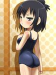  1girl ass awa black_hair blue_eyes blush marui_hitoha mitsudomoe school_swimsuit swimsuit 