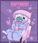 2022 ageplay ambiguous_gender anthro aqua_(innocentenough) biped blue_body blue_fur blush bonnet bound bubblepuppers clothed clothing dewott diaper diaper_under_clothing digital_media_(artwork) embarrassed english_text eyewear folded_diaper fur generation_5_pokemon goggles headgear headwear heart_symbol hi_res infantilism innocentenough lock_symbol nintendo object_in_mouth onesie pacifier pacifier_in_mouth pink_pacifier pokemon pokemon_(species) purple_eyes roleplay stroller stuck text