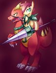  armor dragon equine female horse knight lance mammal my_little_pony negativefox pegasus pony scalie spikes teeth weapon wings 