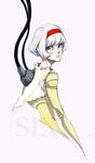  android bad_id bad_pixiv_id blue_eyes bob_cut cable cis_(tiger_&amp;_bunny) damaged dress hairband short_hair simple_background sketch solo tiger_&amp;_bunny white_background white_hair zakk 