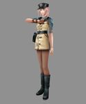  1girl belt boots dissidia_final_fantasy female final_fantasy final_fantasy_xiii full_body grey_background hat highres lightning_farron pink_hair pouch simple_background solo standing uniform 