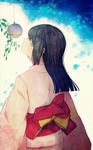  ayu_(mog) bad_id bad_pixiv_id black_hair closed_eyes highres imminent_kiss japanese_clothes kimono long_hair looking_up original ornament solo wind_chime 