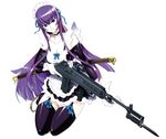  busujima_saeko gun highschool_of_the_dead inazuma katana m14 maid rifle satou_shouji stockings sword thighhighs weapon 