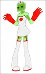  anthro aschetheartist claws clothing dress enderman enderslime girly gloves goo green_eyes hat invader_ash legwear long_legs looking_at_viewer medical minecraft nurse plain_background slime solo stockings video_games white_background 
