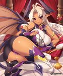  armlet ass bare_shoulders blonde_hair blush boots breasts dark_skin demon_tail gloves high_heels horns kamyuria large_breasts long_hair looking_at_viewer lying md5_mismatch mel/a on_side panties pointy_ears purple_eyes purple_panties shingeki_no_bahamut shirt shoes smile solo tail taut_clothes taut_shirt thigh_boots thighhighs underwear watermark wings 