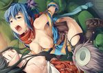  blue_hair breasts brown_eyes clothed_female_nude_male cum cum_on_body cum_on_breasts cum_on_hair cum_on_upper_body dark_matrix facial highres kunoichi moonshell ninja ninja_(ragnarok_online) nipples open_mouth ragnarok_online rape sex tears thighhighs torn_clothes 