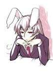  animal_ears bunny_ears chin_rest jonylaser long_hair necktie purple_hair red_eyes reisen_udongein_inaba sigh sketch solo touhou upper_body 