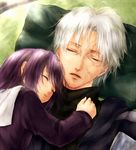  1girl asagi-2580 bad_id bad_pixiv_id child fate/zero fate_(series) matou_kariya matou_sakura pillow purple_hair sleeping uncle_and_niece white_hair younger 