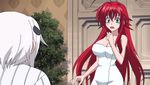  2girls animated animated_gif blue_eyes blush breasts clothed_female_nude_female high_school_dxd large_breasts long_hair multiple_girls naked_towel nipples nude red_hair rias_gremory toujou_koneko towel 
