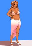  bare_shoulders bikini breasts dark_skin donson highres large_breasts pixiv_manga_sample resized smile swimsuit 