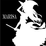  braid broom character_name greyscale hat highres kirisame_marisa kitazinger long_hair monochrome ribbon silhouette simple_background single_braid solo touhou witch_hat 
