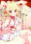  animal_ears bad_id bad_pixiv_id blonde_hair bunny_ears long_hair nail_polish open_mouth original red_eyes ribbon skirt solo stuffed_animal stuffed_bunny stuffed_toy touyama_soboro 