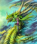  armor bikini_armor dragon dual_persona elf fire green_fire green_hair horns jimaoxiaodi long_hair magic night_elf pointy_ears purple_skin warcraft world_of_warcraft ysera 