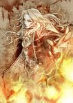  alucard_(castlevania) belt castlevania castlevania:_symphony_of_the_night chain fire gloves long_hair male_focus mochinu silver_hair solo yellow_eyes 