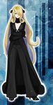  blonde_hair breasts crossed_arms doraeshi feather_boa full_body fur_trim hair_ornament hair_over_one_eye high_heels holding lipstick long_hair looking_at_viewer makeup medium_breasts pokemon pokemon_(game) pokemon_dppt shirona_(pokemon) shoes solo very_long_hair 