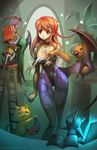  animal animal_print asahina_mikuru bare_shoulders bat_print bat_wings breasts brown_eyes cat cosplay highres large_breasts long_hair mauricio_herrera mole mole_on_breast morrigan_aensland morrigan_aensland_(cosplay) pantyhose print_legwear red_hair smile suzumiya_haruhi_no_yuuutsu vampire_(game) wig wings 