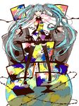  aqua_hair bad_id bad_pixiv_id hatsune_miku long_hair mam233 necktie outstretched_arms pink_eyes skirt smile solo spread_arms tell_your_world_(vocaloid) thighhighs twintails very_long_hair vocaloid 
