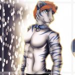  feline looking_at_viewer male mammal rafflone solo standing topless 