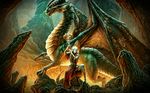  claws dragon elf female feral green green_scales hair hd kerem_beyit lizard long_hair reptile scalie wallpaper white_hair wings 