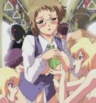  5girls animated animated_gif arigatou_kafun_shoujo blonde_hair blush clone clones glasses head_hold kafun_shoujo_chuuihou kafun_shoujo_chuuihou! licking multiple_girls nipple_licking nipples no_panties nude office_lady oomiya_(kafun_shoujo_chuuihou!) open_clothes ponytail public_sex purple_hair sally_(kafun_shoujo_chuuihou!) the_pollinic_girls_attack! tongue train yuri 