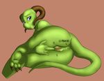  anus blue_eyes butt colored dragon female horn lintu nude plump_labia pose pussy scalie solo spreading 