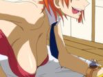  bangle bracelet breasts hanging_breasts head_out_of_frame jewelry kyabakurabakufu large_breasts log_pose nami_(one_piece) one_piece orange_hair sexually_suggestive short_hair solo tongue tongue_out 