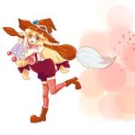 1girl beryl_benito blonde_hair blue_eyes boots hat long_hair lowres pachibi ribbon tales_of_(series) tales_of_hearts thighhighs twintails witch_hat 