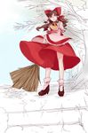  ascot bad_id bad_pixiv_id bow broom brown_eyes brown_hair detached_sleeves hair_bow hair_tubes hakurei_reimu long_hair sofy solo touhou 