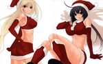  1920x1200 2girls ahoge armpits black_hair blonde_hair boots breasts brown_eyes christmas crop_top elbow_gloves gloves gokurakuin_sakurako grey_eyes hat highres large_breasts long_hair looking_back midriff miniskirt multiple_girls musubi ponytail sack santa_costume santa_hat sekirei sitting skirt tsukiumi very_long_hair wallpaper widescreen 