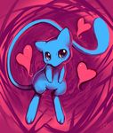  alternate_color bad_deviantart_id bad_id blue_skin commentary creature floating full_body gen_1_pokemon glitchedpuppet head_tilt heart highres legendary_pokemon looking_at_viewer mew no_humans pink_background pokemon pokemon_(creature) shiny_pokemon signature solo 