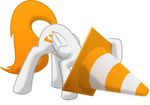  ambiguous_gender equine horse mammal my_little_pony parallaxmlp plain_background pony solo stuck traffic_cone transparent_background vlc 