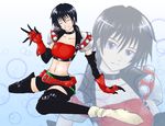  1girl belt black_hair breasts choker elbow_gloves eyes_closed gloves midriff navel open_mouth rutee_katrea shoes short_hair short_shorts shorts tales_of_(series) tales_of_destiny thighhighs 