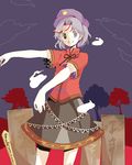  bad_id bad_pixiv_id ghost grin gumi. miyako_yoshika outstretched_arms smile solo tombstone touhou tree zombie_pose 