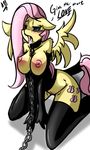  anthro anthrofied avante92 bdsm blue_eyes blush breasts chain chained cloth clothing collar corset cum cum_in_mouth cum_inside cutie_mark dialog elbow_gloves english_text equine female fluttershy_(mlp) friendship_is_magic gloves hair kneeling latex leash legwear mammal my_little_pony nipples open_mouth pegasus pink_hair plain_background pussy rubber solo stockings text tongue tongue_out white_background wing_boner wings 