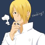  blonde_hair brown_eyes cigarette donrima hair_over_one_eye male_focus mouth_hold satou_jun solo working!! 